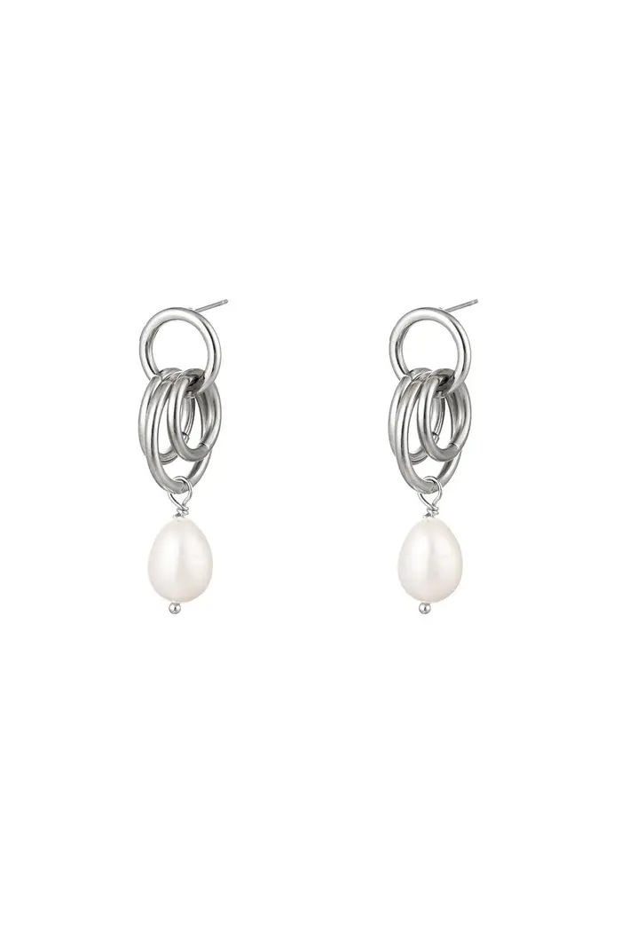 Oorbel Pearl Twinkle Hoops Silver