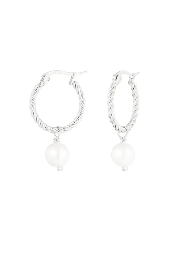 Oorbel Pearl Twist Silver