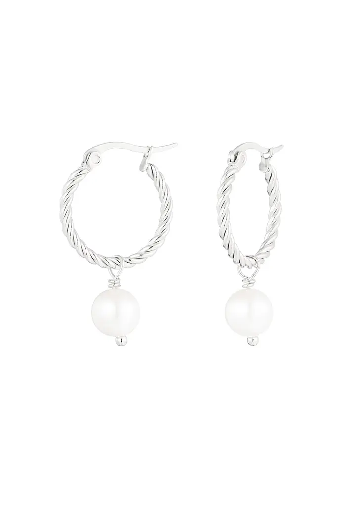 Oorbel Pearl Twist Silver