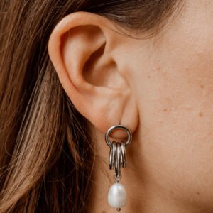 Oorbel pearl twinkle hoops silver