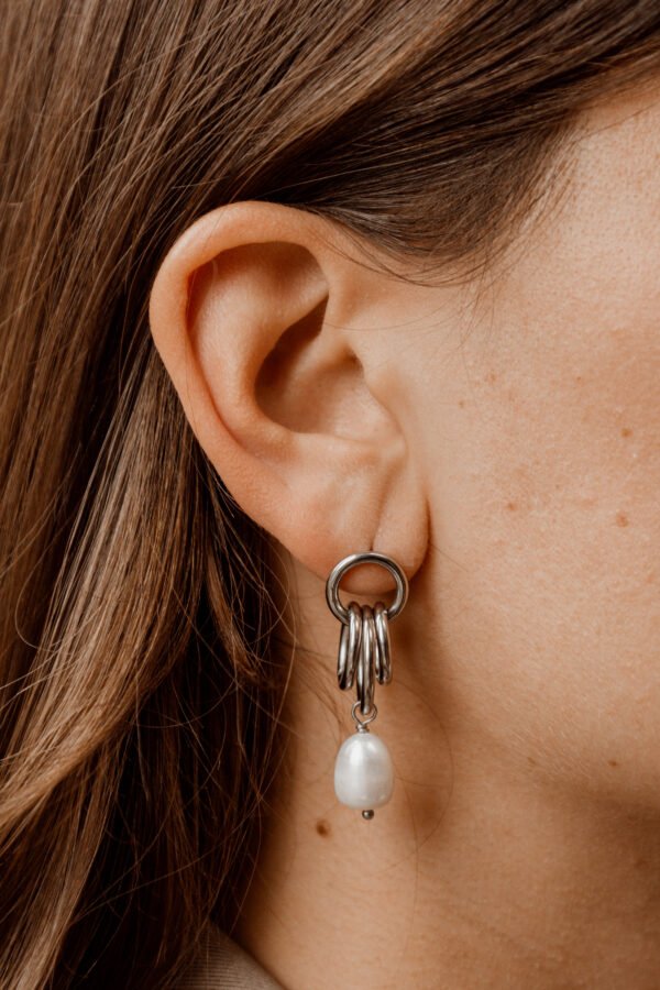 Oorbel pearl twinkle hoops silver